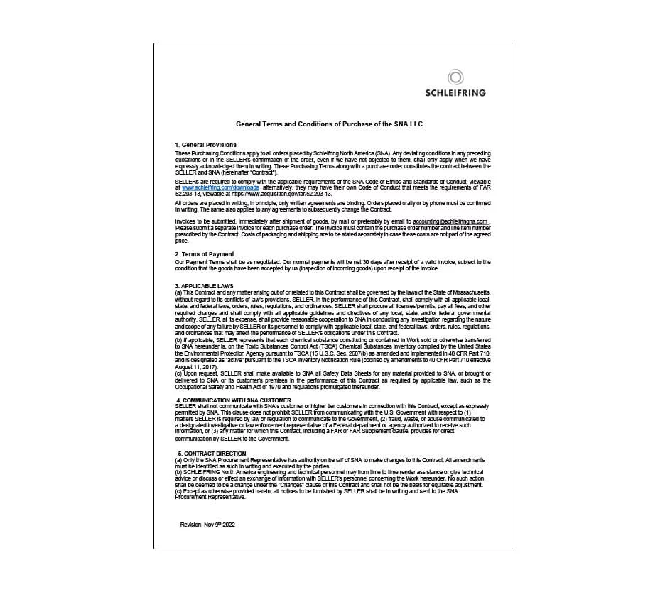 Terms and Conditions SCHLEIFRING North America