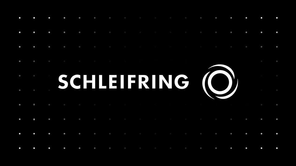 Illustration of the new SCHLEIFRING logo on a black background.