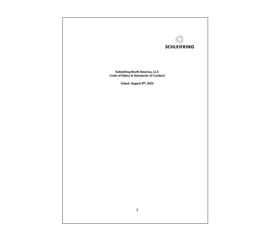 Code of Ethics & Standards of Conduct SCHLEIFRING North America