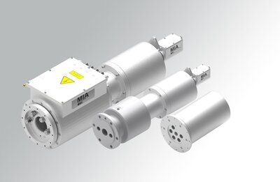 Isolated industrial slip rings on a gradient background.
