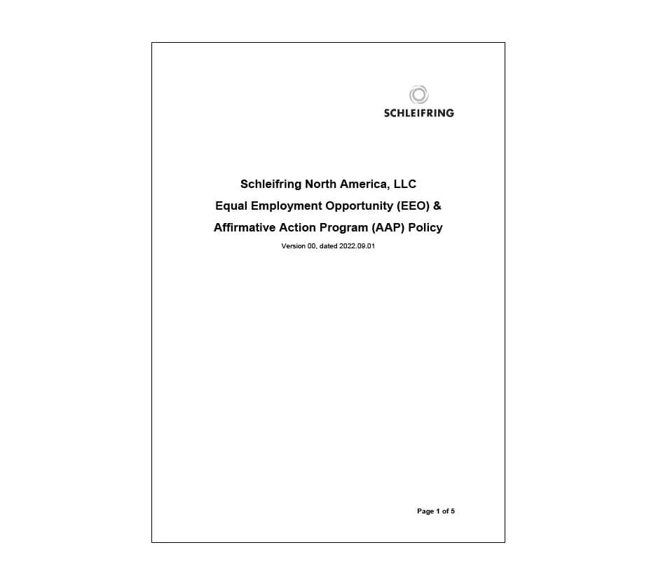 Equal Employment Affirmative Action Policy SCHLEIFRING North America